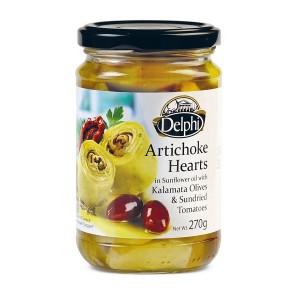NEW Артишоки в масле с сушеными томатами и маслинами Каламата — 270 гр